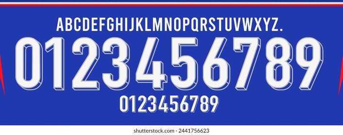 new font vector team Europe national team 2024, france font. kit sport style font. football style font with lines and points inside, sports style letters and numbers for soccer team