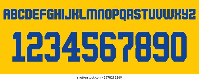 new font vector team Tigres 2022-2023 kit sport style font. football style font with lines and points inside, font. sports style letters and numbers for soccer team