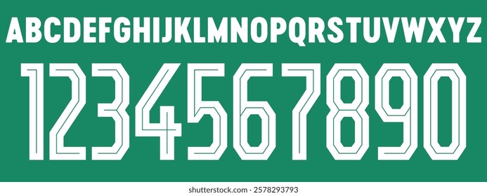 new font vector team Werder Bremen2024 kit sport style font. football style font with lines and points inside, messi font. sports style letters and numbers for soccer team