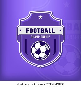 New football sport emblem on purple background