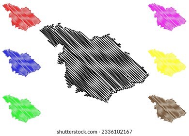 New Forest Non-metropolitan district (United Kingdom of Great Britain and Northern Ireland, ceremonial county Hampshire or Hants, England) map vector illustration, scribble sketch map