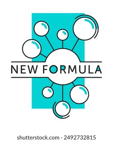 New Formula badge with molecular cell elements - isolated vector label for packaging