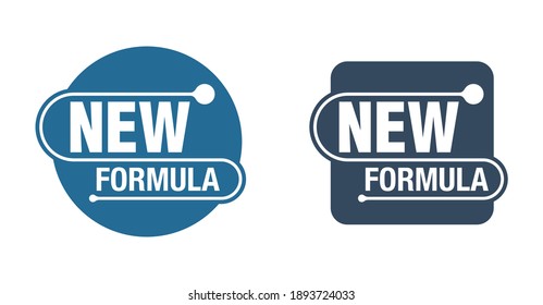 New Formula Circular And Square Stamp - Isolated Vector Sticker For Packaging Information And Conformity To Standards