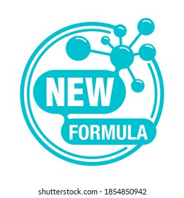 New Formula Circular Stamp With Molecular Cell Inside - Isolated Vector Sticker For Packaging Information And Conformity To Standards