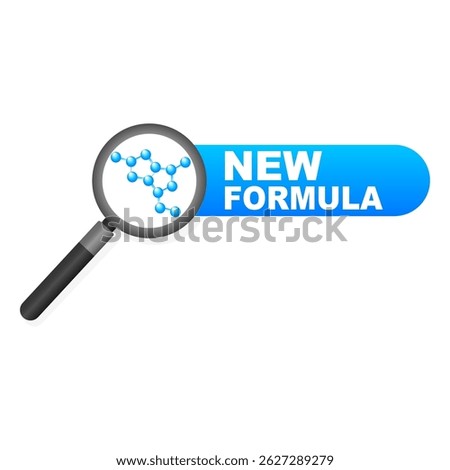 New Formula Concept with Molecule Under Magnifying Glass.Vector illustration