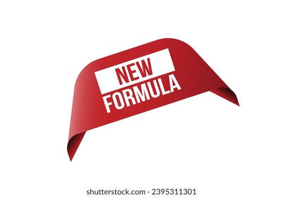 New formula red ribbon label banner. Open available now sign or New formula tag.