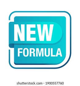 New Formula Square Glossy Stamp - Isolated Vector Sticker For Packaging Information And Conformity To Standards