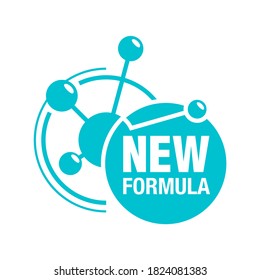 New Formula stamp in circular form with molecular structure - isolated vector sticker for packaging information