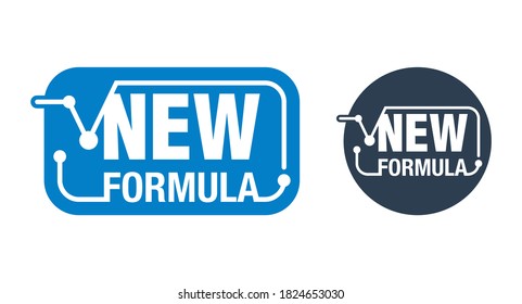Nuevo sello de Fórmula para embalajes en decoración moderna de marco redondeado - elemento vector aislado