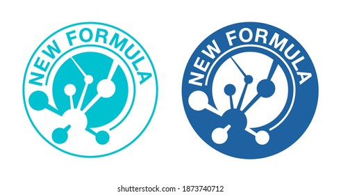 New Formula sticker badge in circular form with molecular cell inside - isolated vector sticker for packaging information
