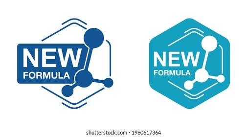 New Formula sticker badge in hexagonal form with molecular cell elements - isolated vector sticker for packaging information - Shutterstock ID 1960617364