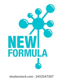 New Formula sticker badge with molecular cell elements - isolated vector sticker for packaging information
