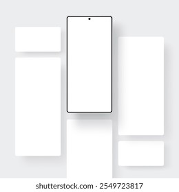 New Frameless Smartphone With Blank Mobile Screens For App Showcase. Vector Illustration