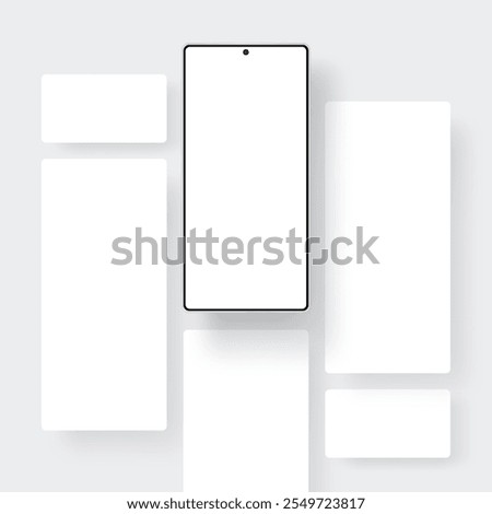 New Frameless Smartphone With Blank Mobile Screens For App Showcase. Vector Illustration