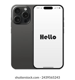 new frameless smartphone grey color with blank screen saver, front and backside view, isolated on white background. mockup of realistic and detailed mobile phone with shadow. vector illustration