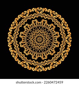 New Free Mandala Seamless border with golden baroque elements, chains on a black background