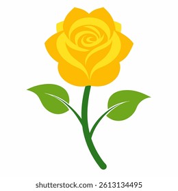 new fresh yellow rose vector icon on white background