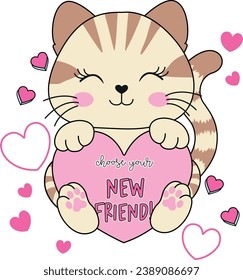 new friends cat love girl 