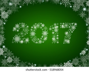 New full-color gradient background with lots of snowflakes and 2017