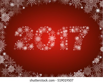 New full-color gradient background with lots of snowflakes and 2017 red