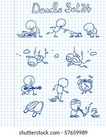 A new funny and adorable doodle set with a cute character in different situations