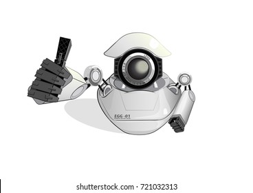 New funny robot, concept design robot,robot egg,robot with one eye,gray robot
