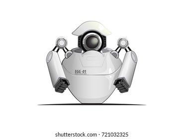 New funny robot, concept design robot,robot egg,robot with one eye,gray robot