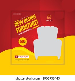 New Furniture Social Media Post Templates and Interior Design. Social Media Post, Furniture Sale Promotion.