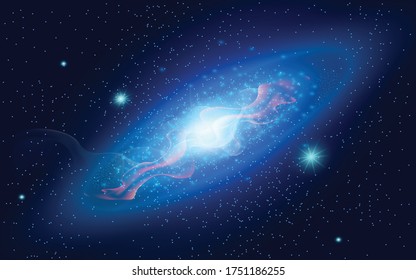 New galaxy in space with cosmic smoke and stars in blue color