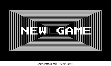 New game. Vector pixel art inscription from 8 bit video game