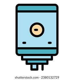 New gas boiler icon outline vector. House heater. Water hot color flat