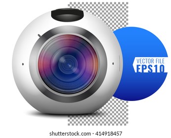 New generation of camera three hundred and sixty degrees Vector Mock Up. Fully Re-size-able and Scale-able with high resolution great for showcase, product, presentations, advertising in modern style.