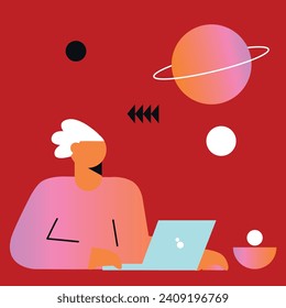 New generation. The concept of social networks, virtual relationships. Friends chatting and texting. Vector illustration.