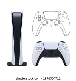 A new generation game console in vector on a white background.Gamepad for game console.