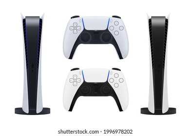 A new generation game console in vector on a white background.Modern video game console vector illustration.