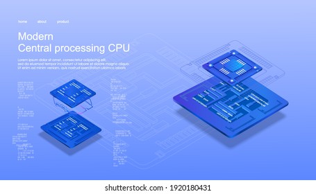 New generation processor CPU for processing large amounts of information. Development of electronic chips and microdevices. Advanced internet technologies