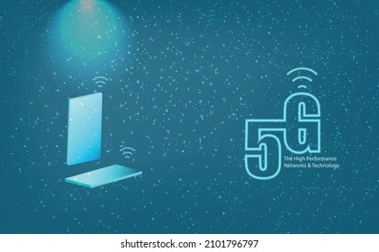 La nueva tecnología de generación de redes y el trasfondo vectorial de estilo de vida. 5G y IOT (Internet de las cosas) símbolo y logotipo ilustrativo