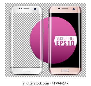 New generation of White and Pink smart phone Vector Mock Up fully Re-size-able and Scale-able with high resolution great for web design showcase, product, presentations, advertising in modern style.