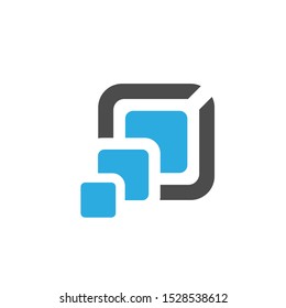 new geometric shape stacked square shape logo design element vector template