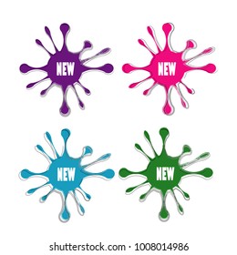 New geometric water splash sticker label tag banner