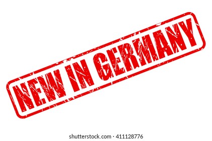 NEW IN GERMANY red stamp text on white