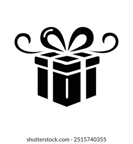 New Gift box icon Silhouette vector illustration, Christmas gift box with ribbon, Simple black Present Vector illustration