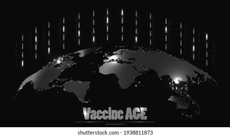 New Global Reality. Vaccine Age. Globe Map In Black Digital Design