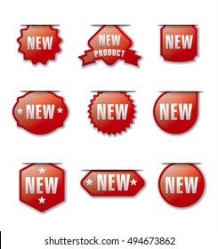 new glossy new advertising badges and stickers