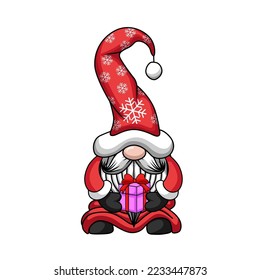 a new gnome santa clause with christmas gifts