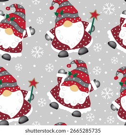 New Gnomes playing around snows christmas design seamless 2026