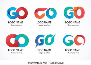 New go logo set graphic illustration design vector logo brand.