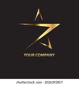 New Gold Star Logo Vector in elegant Style with Black Background