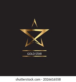 New Gold Star Logo Vector in elegant Style with Black Background