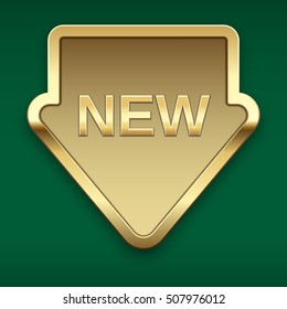 New golden badge, vector.